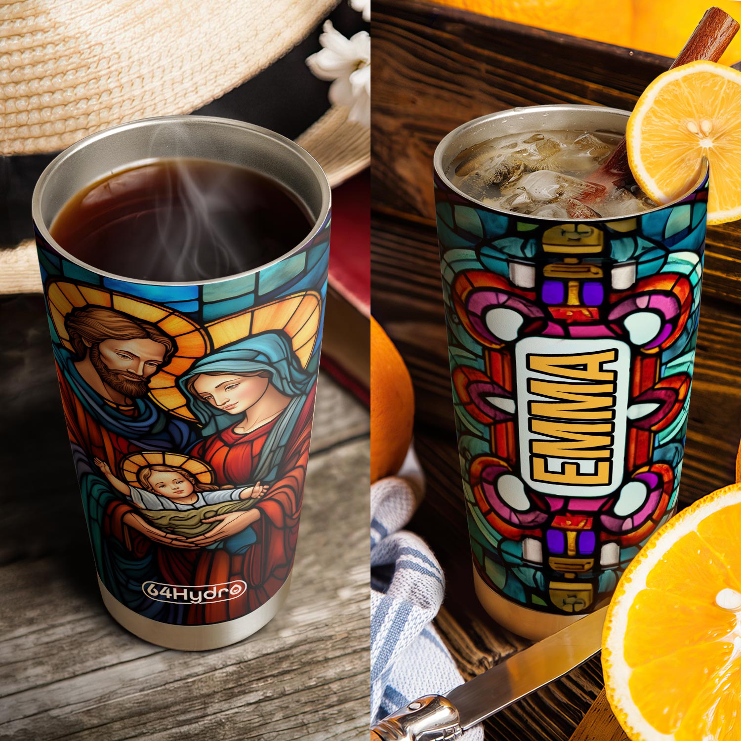Faith Nativity Colorful Stained Glass HTRZ31082737VE Stainless Steel Tumbler