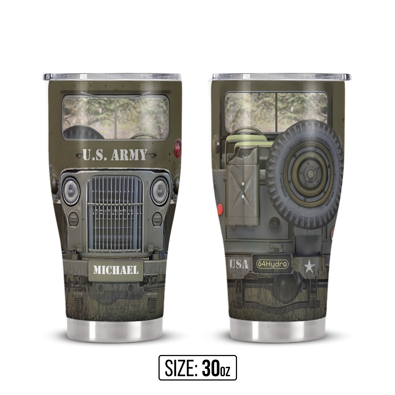 Military Vintage Truck ANRZ04114410RS Stainless Steel Tumbler