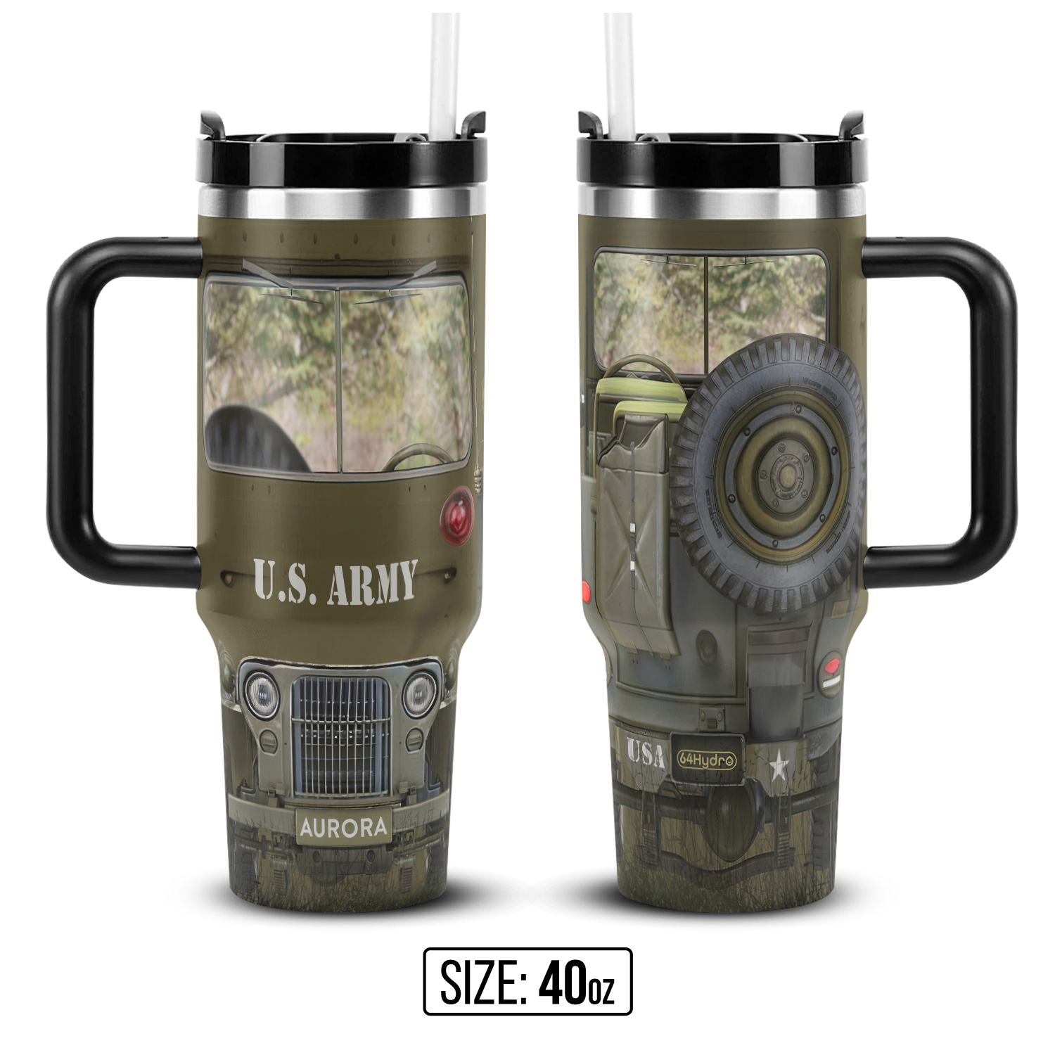Military Vintage Truck ANRZ04114410RS Stainless Steel Tumbler