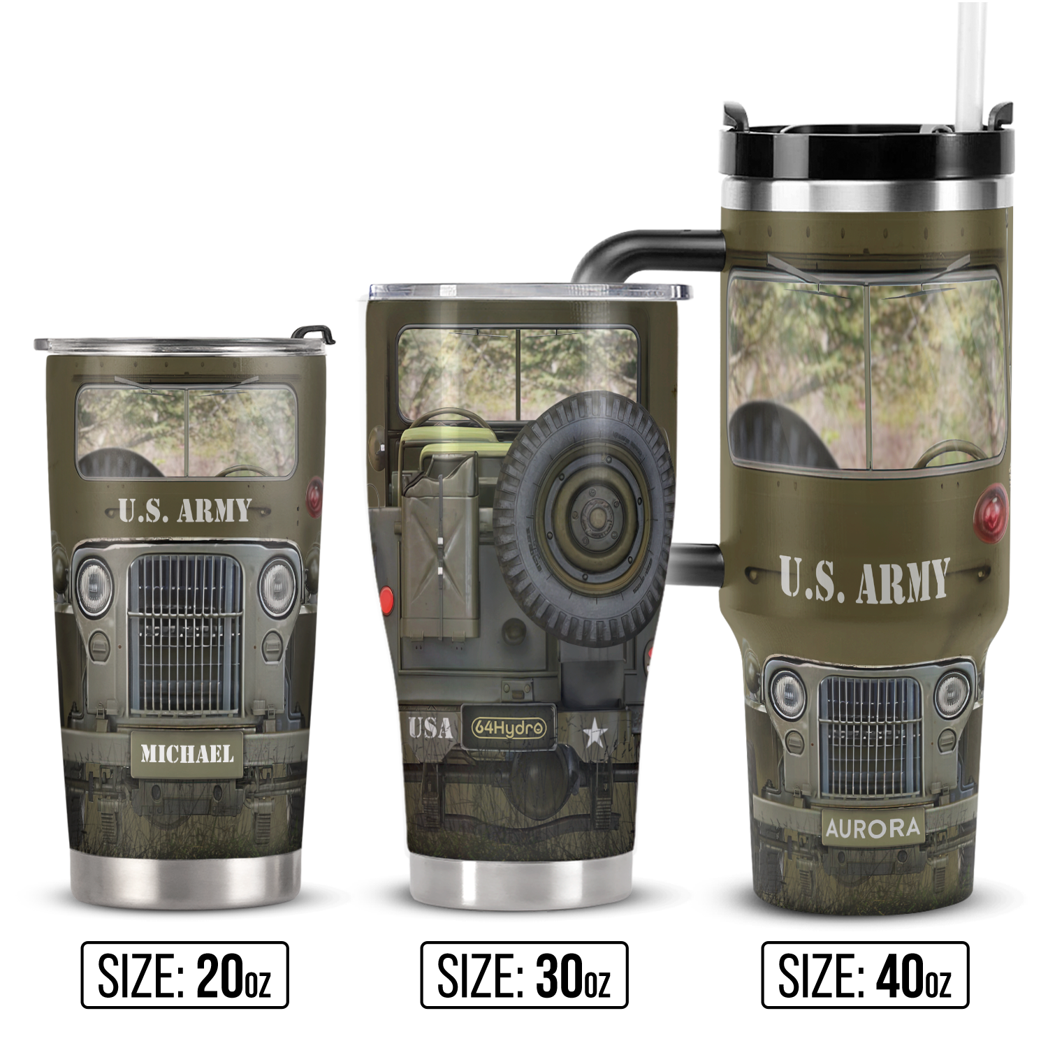 Military Vintage Truck ANRZ04114410RS Stainless Steel Tumbler