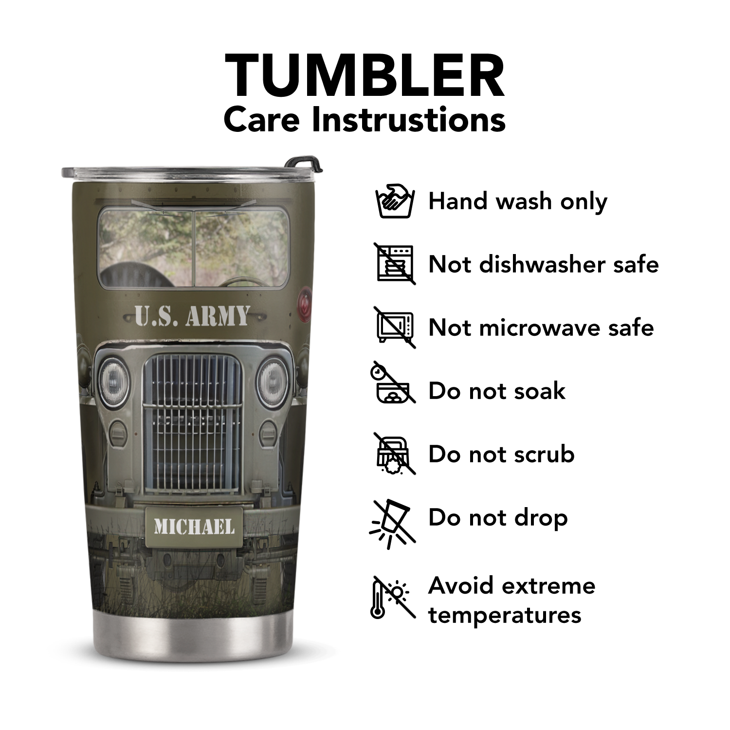 Military Vintage Truck ANRZ04114410RS Stainless Steel Tumbler