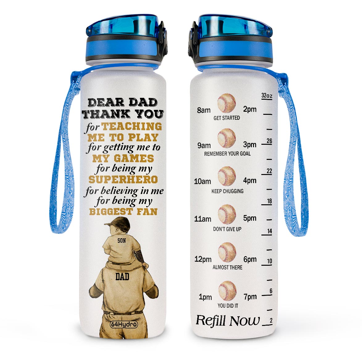 Baseball Daddy With His Son HHRZ09080267LY Water Tracker Bottle