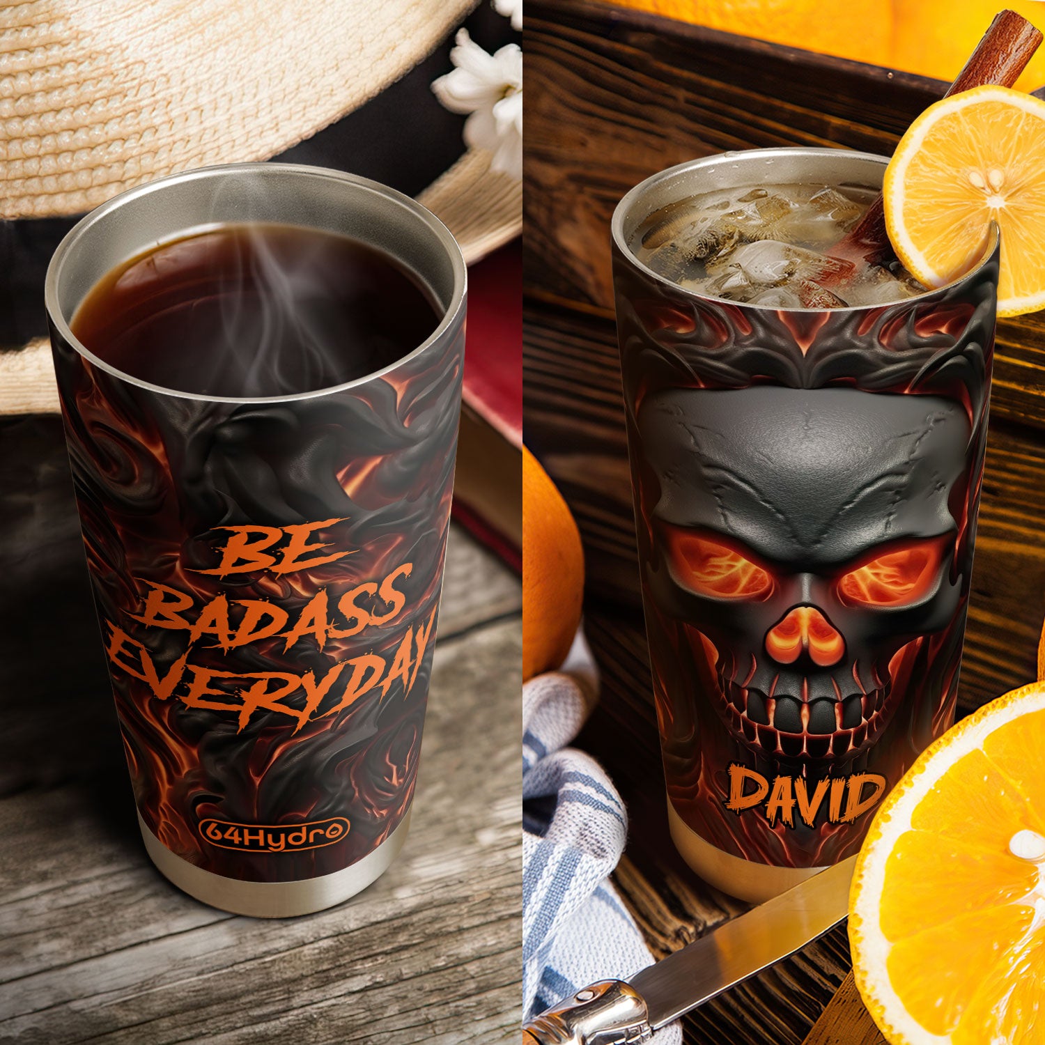 Be Badass Everyday Fire Skull HHRZ030723131 Stainless Steel Tumbler