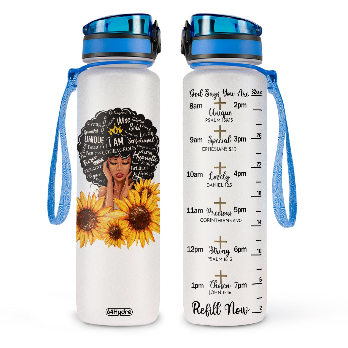 Black Women Faith HHRZ09081028ZN Water Tracker Bottle