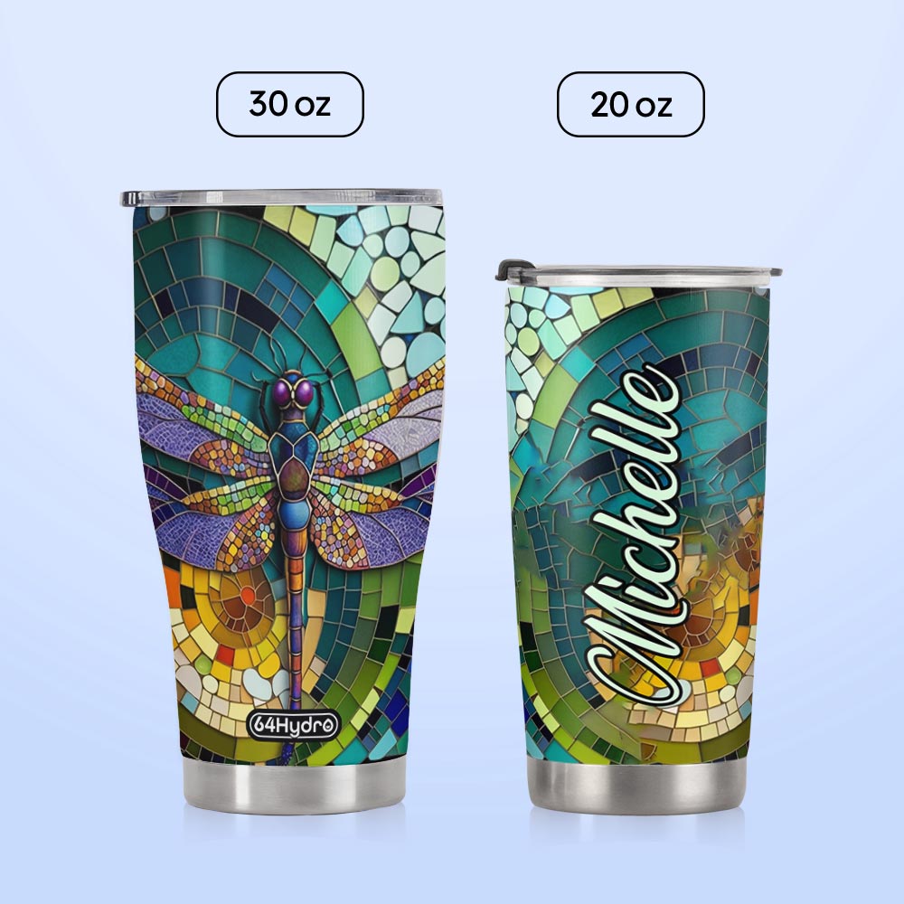 Colorful Dragonfly Crystal Mosaic HTRZ05090811AX Stainless Steel Tumbler