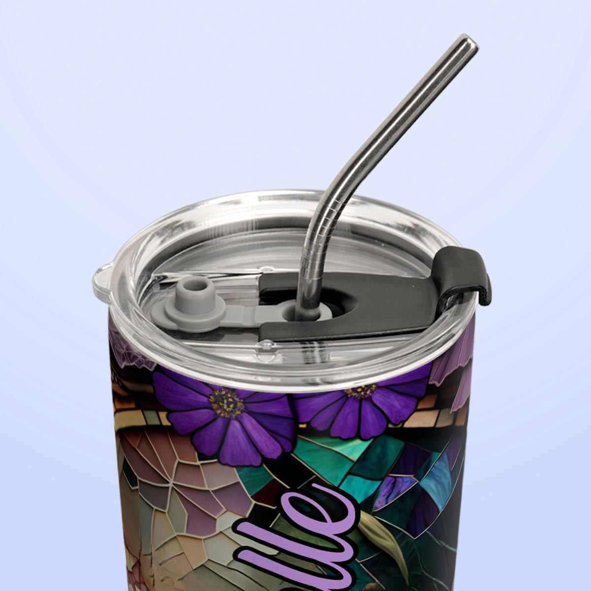 Dragonfly Amethyst Crystal Mosaic HTRZ05095164RY Stainless Steel Tumbler