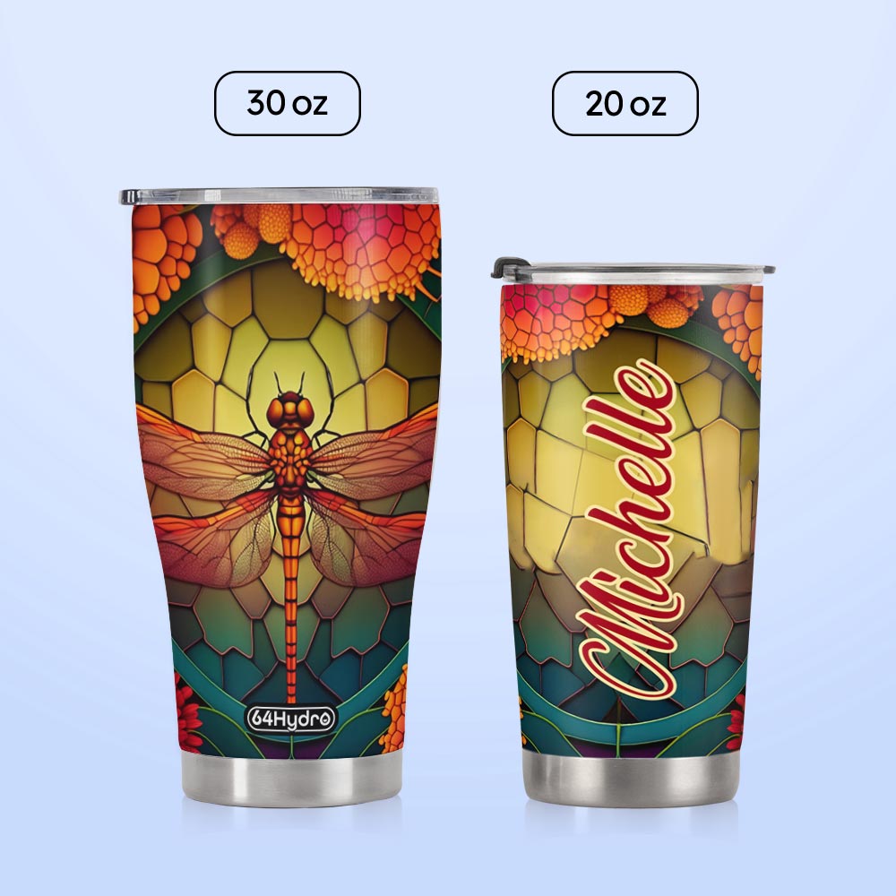 Dragonfly Hyacinth Crystal Mosaic HTRZ07097280EC Stainless Steel Tumbler