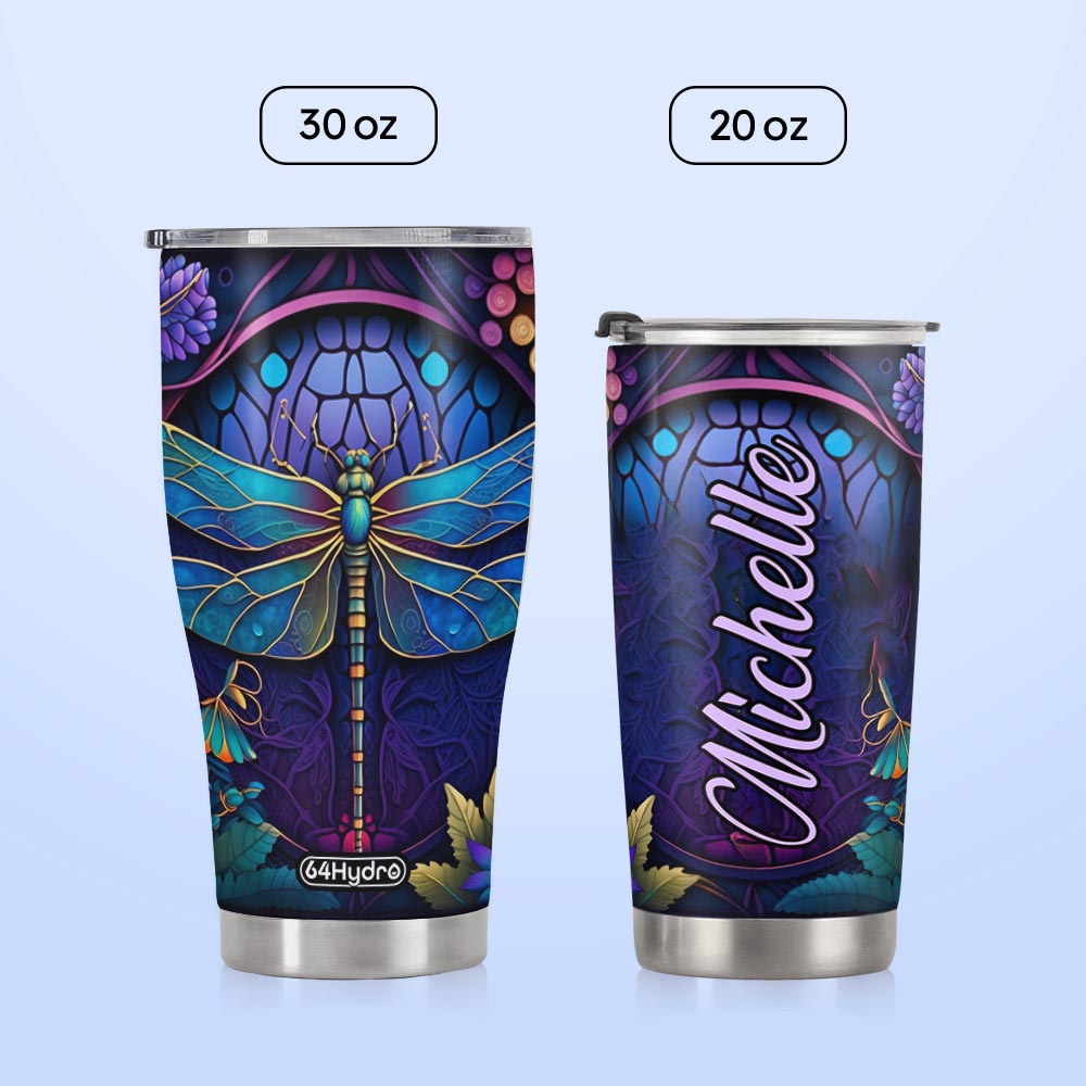 Dragonfly Lapis Lazuli Crystal Mosaic HTRZ07096322WU Stainless Steel Tumbler