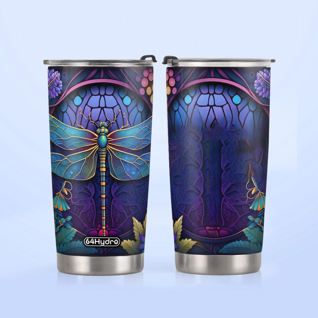 Dragonfly Lapis Lazuli Crystal Mosaic HTRZ07096322WU Stainless Steel Tumbler