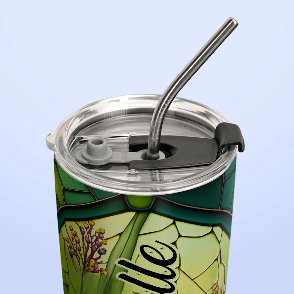 Dragonfly Peridot Crystal Mosaic HTRZ07092687YB Stainless Steel Tumbler