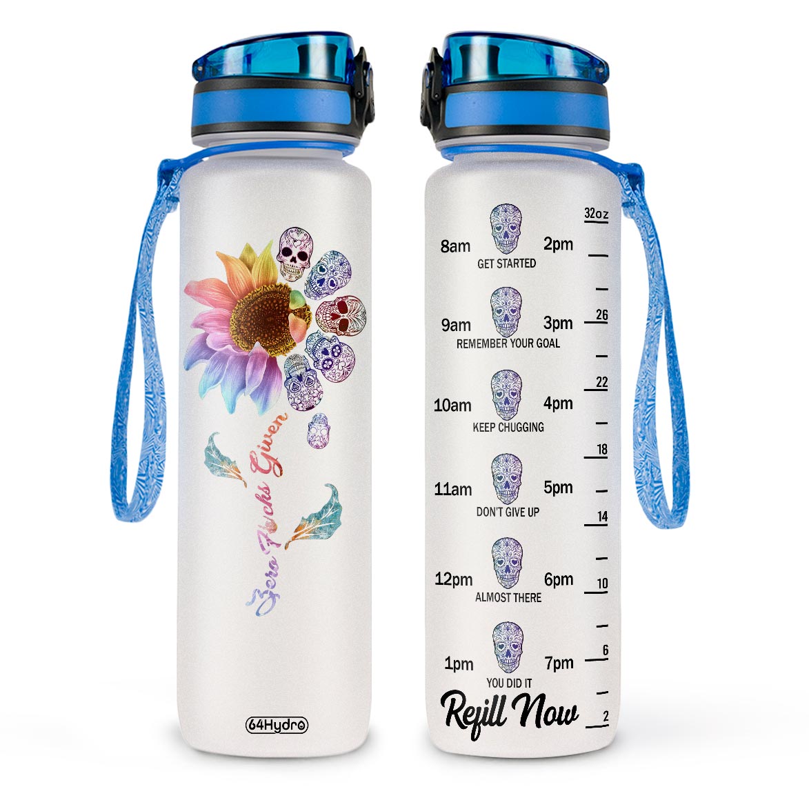 Skull Mandala Sunflower HHRZ09082547UP Water Tracker Bottle
