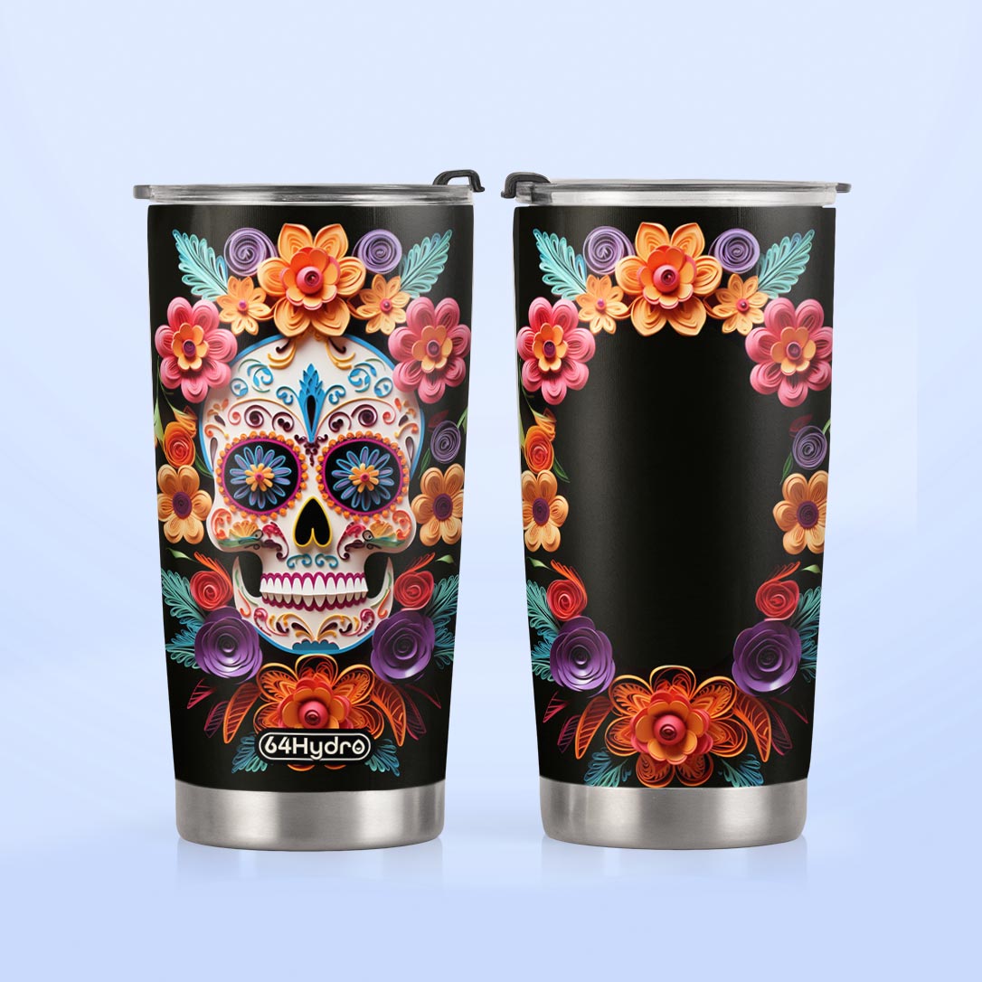 Sugar Skull Quilling Art HTRZ27099672FL Stainless Steel Tumbler