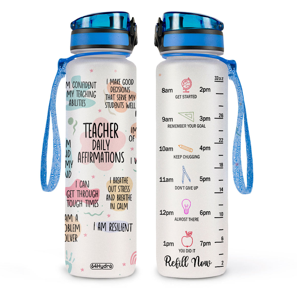 Teacher Daily Affirmations HHRZ26079653ZL Water Tracker Bottle