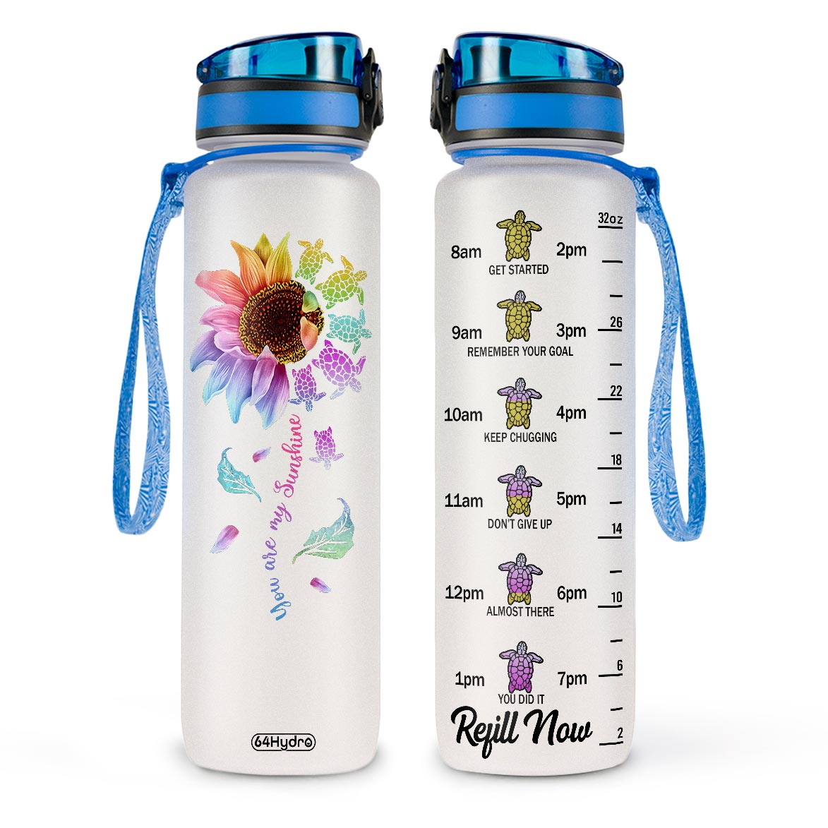 Turtle Colorful You Are My Sunshine HHRZ09086834DL Water Tracker Bottle