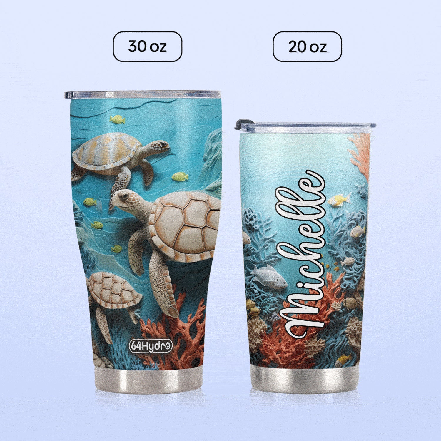 Turtles In The Ocean Plaster Carving HHAY100723829 Stainless Steel Tumbler