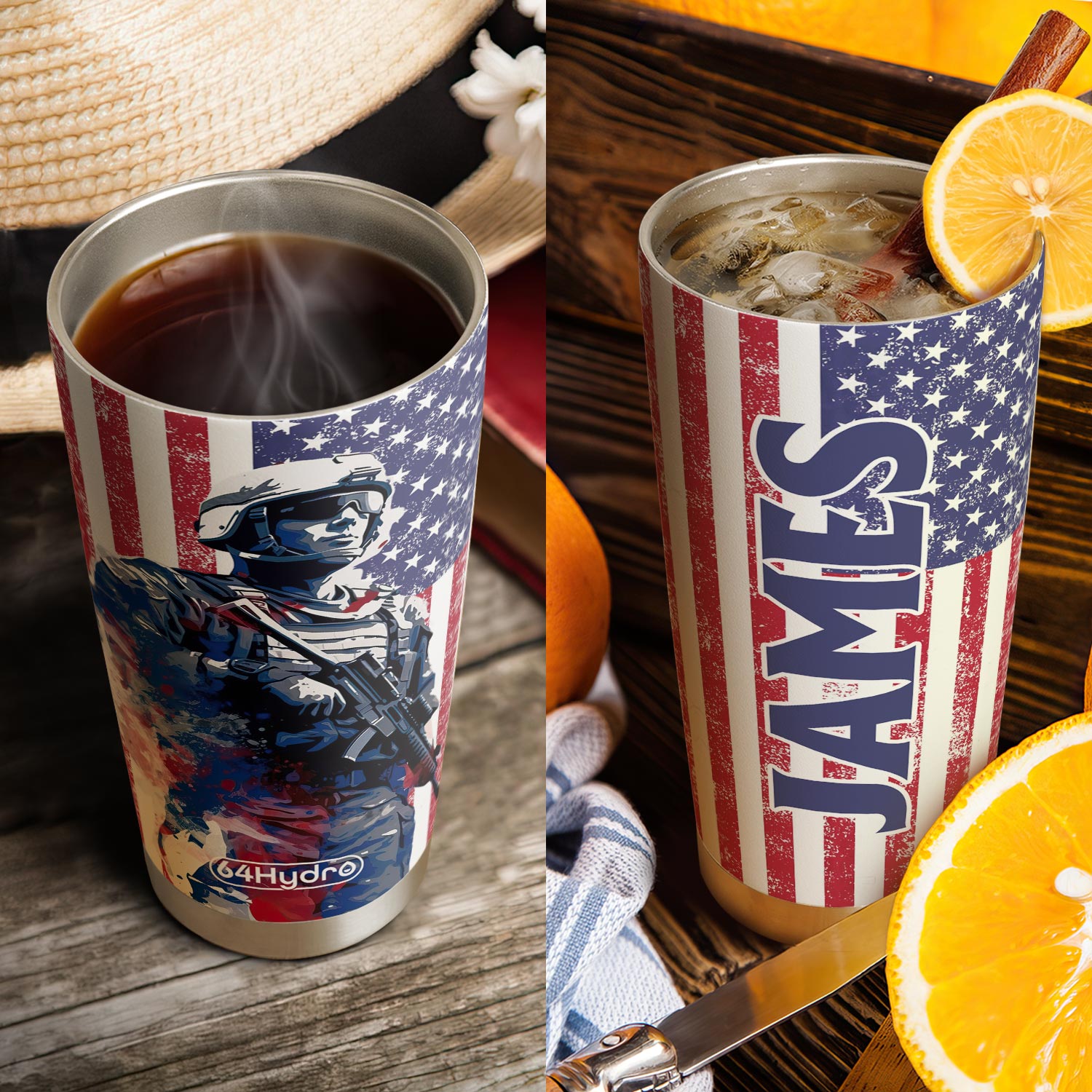 Veteran Flag HTRZ28089520IG Stainless Steel Tumbler