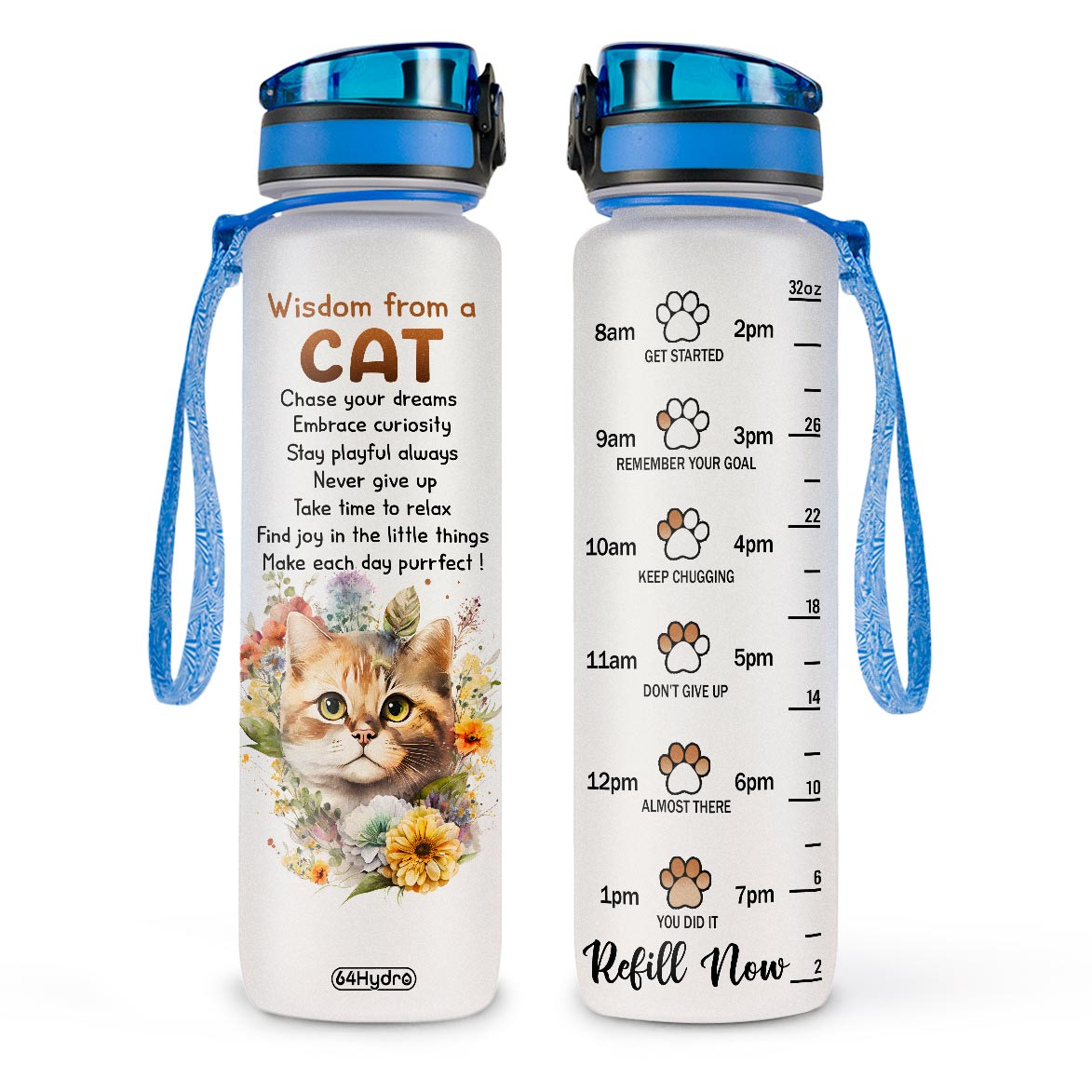 Wisdom From A Cat HHRZ09083456WJ Water Tracker Bottle