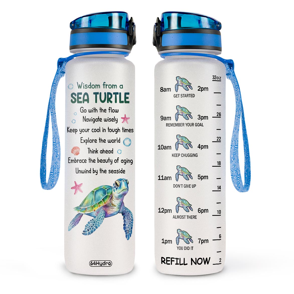 Wisdom From A Sea Turtle HHRZ09083639WB Water Tracker Bottle