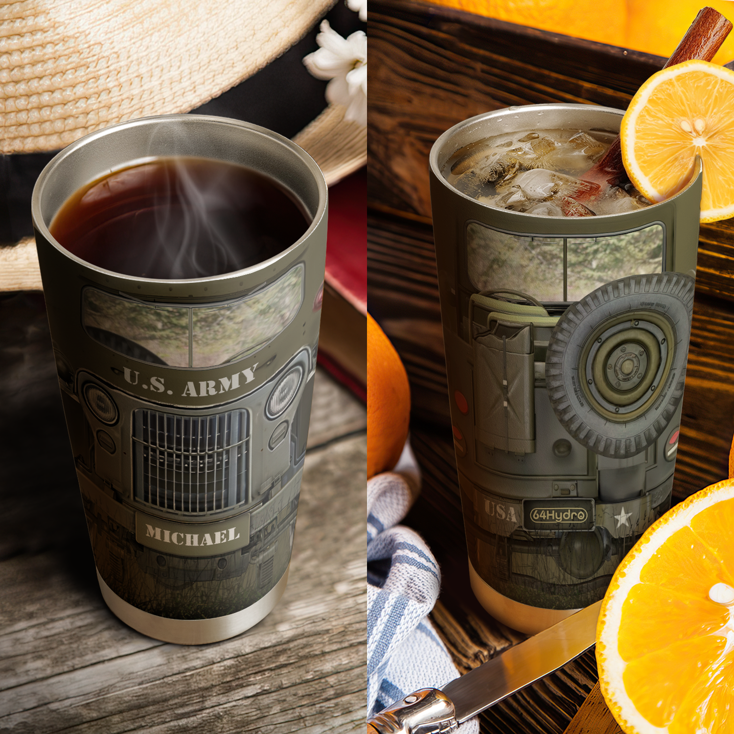 Military Vintage Truck ANRZ04114410RS Stainless Steel Tumbler