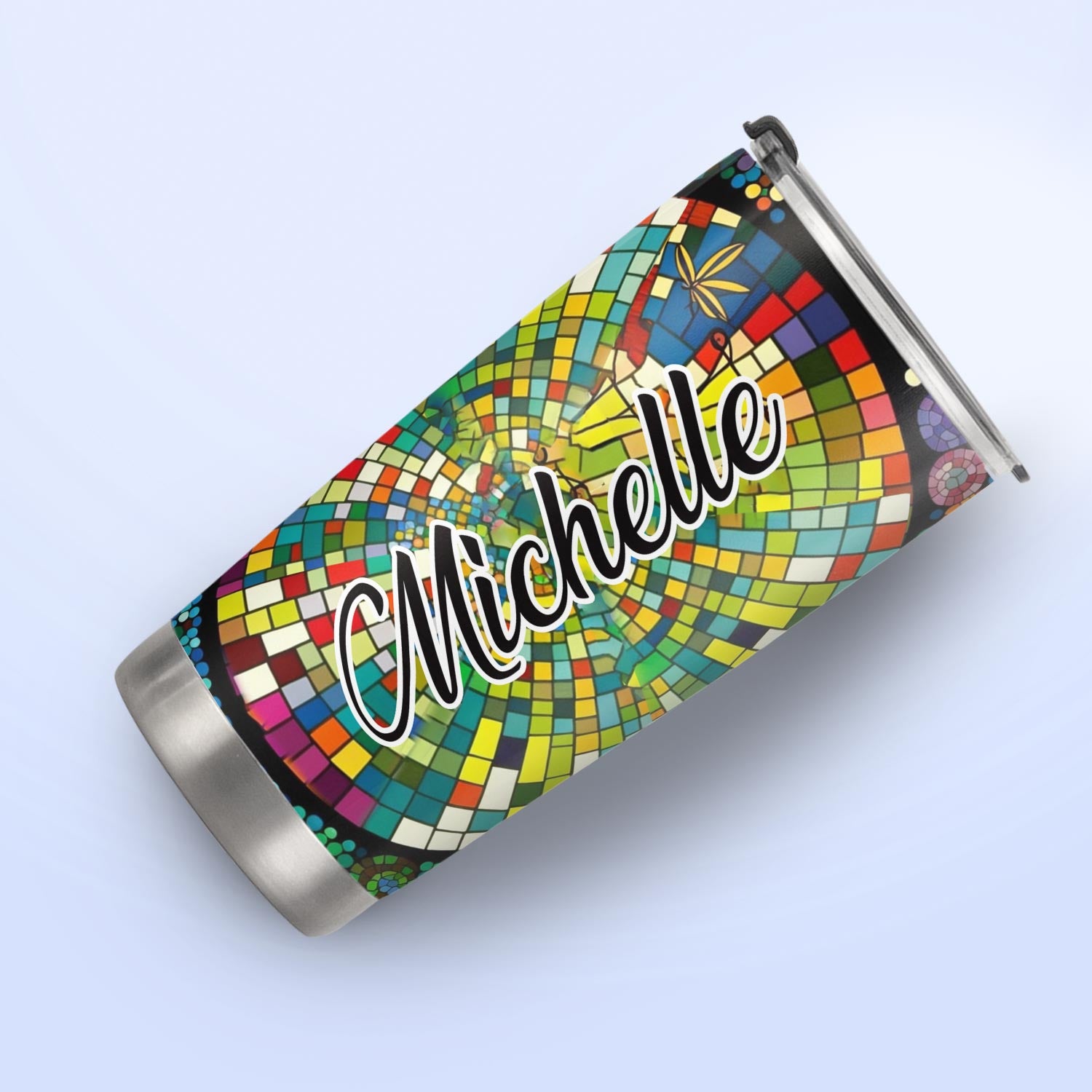 Dragonfly Colorful Crystal Mosaic HTRZ07093952EY Stainless Steel Tumbler