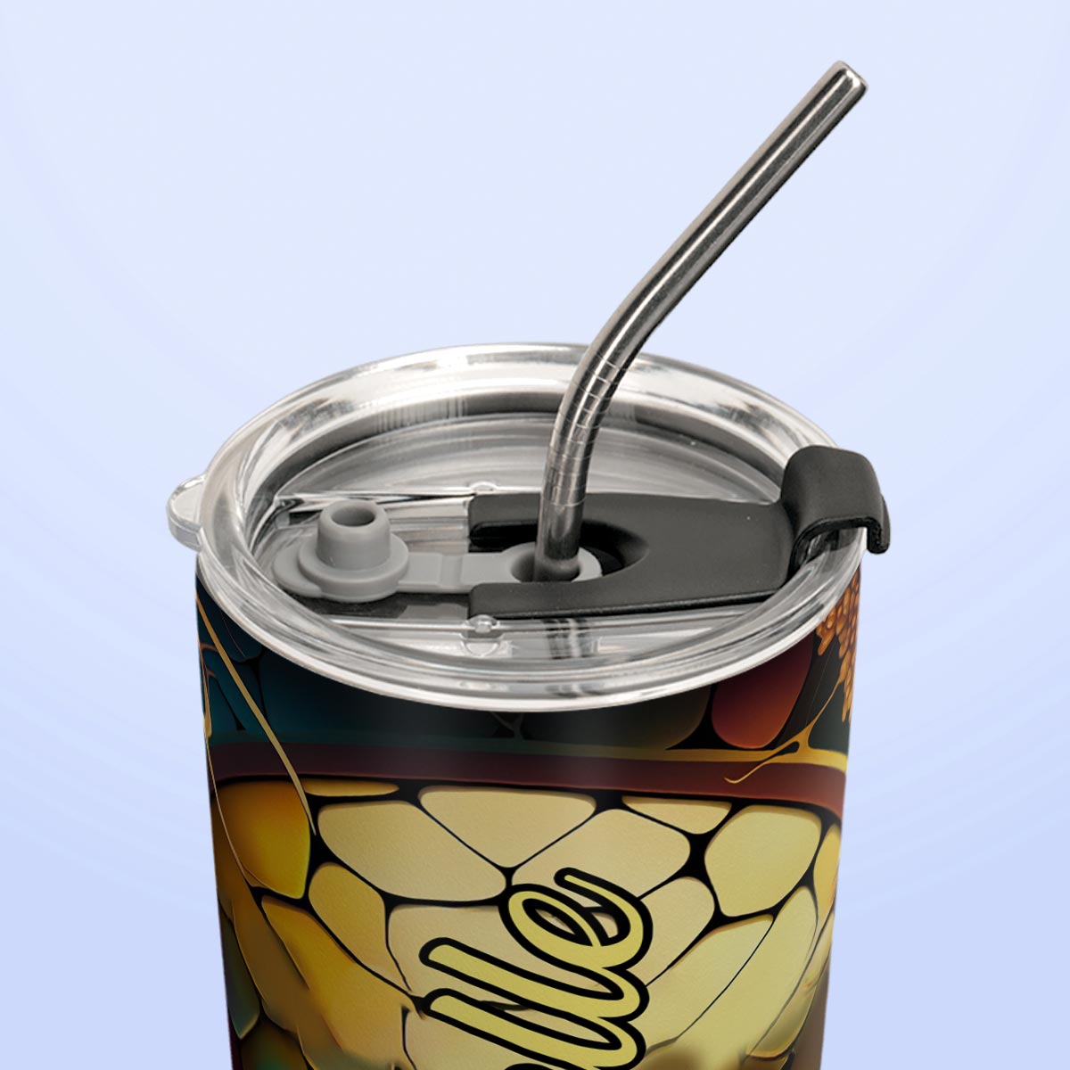Dragonfly Golden Topaz Crystal Mosaic HTRZ07090903KB Stainless Steel Tumbler
