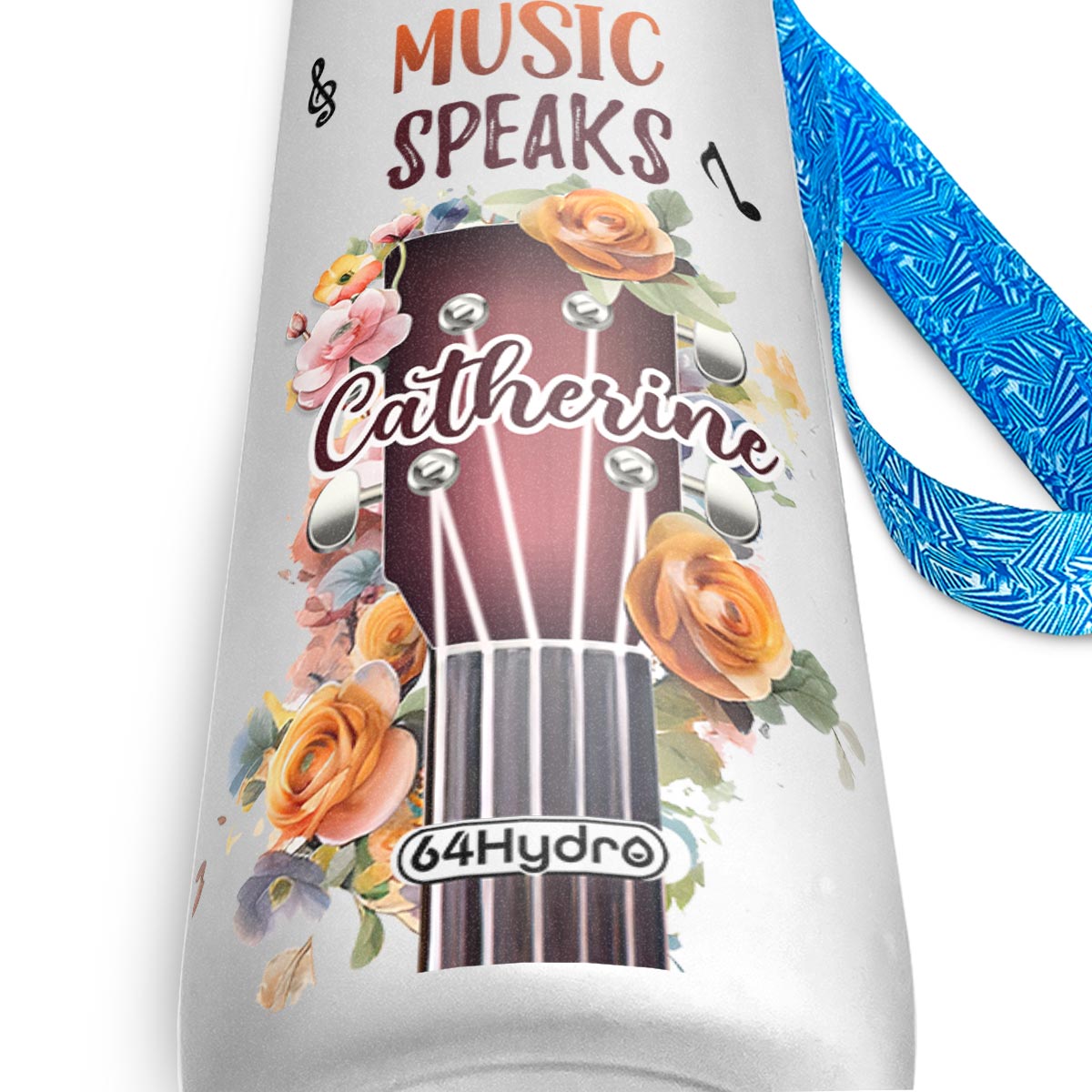 Guitar Where Words Fail Music Speaks HTRZ11087470BY Water Tracker Bottle