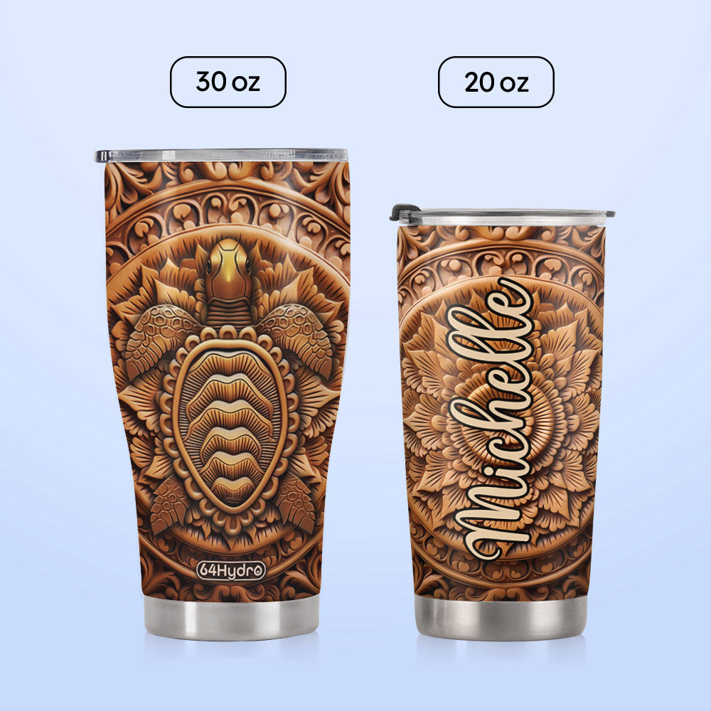 Turtle Leather Carving HHAY070723795 Stainless Steel Tumbler