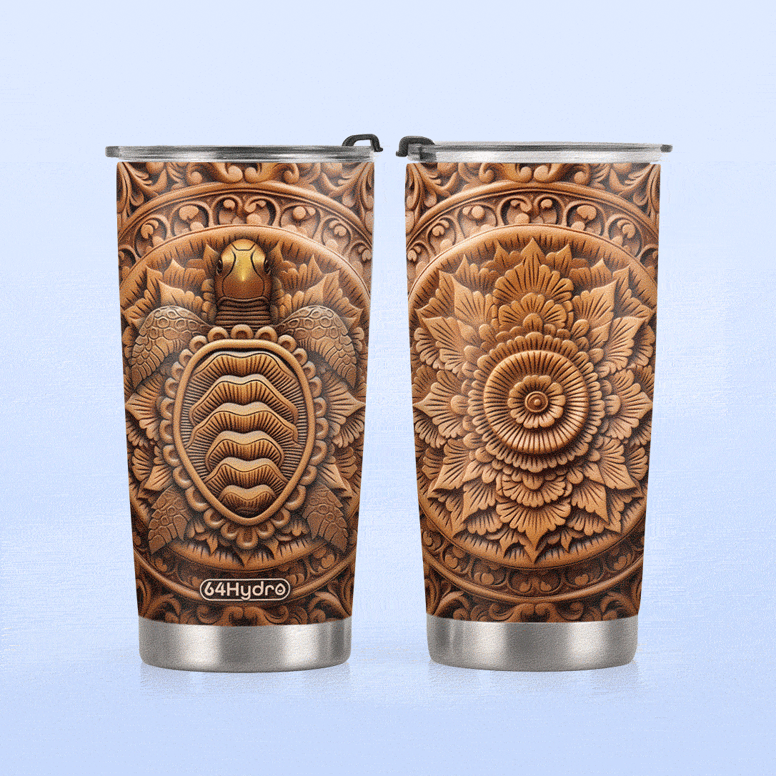 Turtle Leather Carving HHAY070723795 Stainless Steel Tumbler