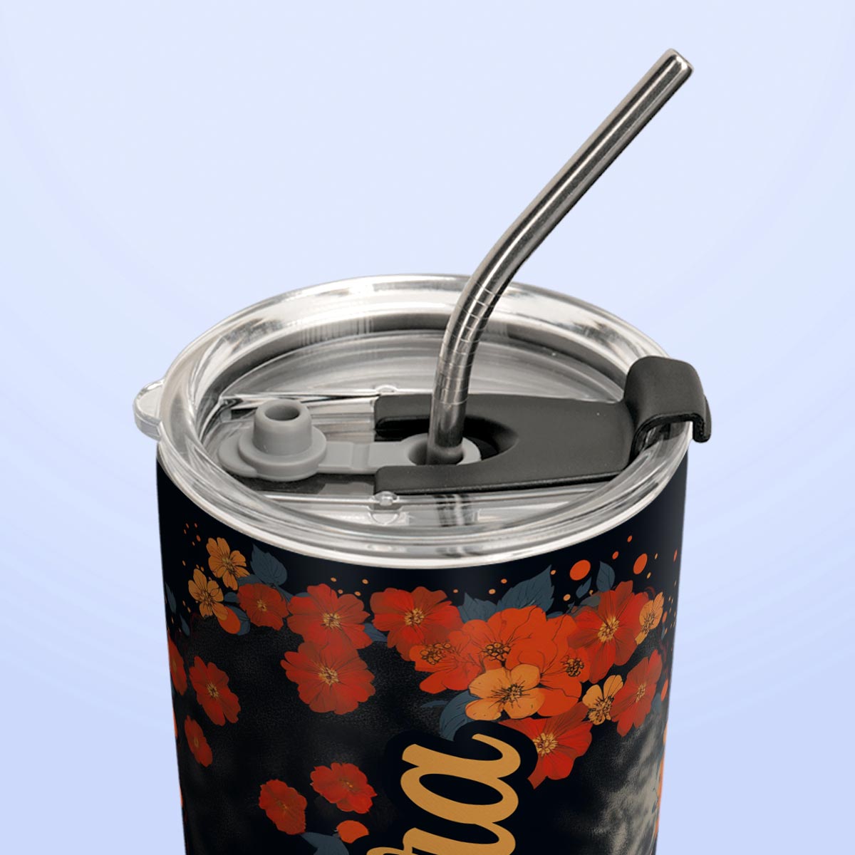 Vintage Black Woman Floral HHRZ20090464GI Stainless Steel Tumbler